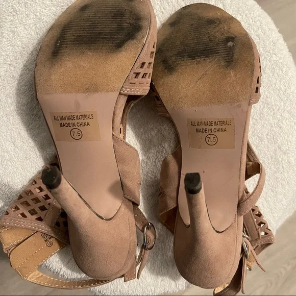 Chase + Chloe strap sling back zip stiletto heels tan 7.5 - Picture 9 of 12